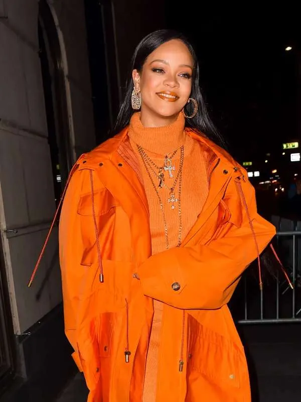 Rihanna Bergdorf Goodman Orange Coat