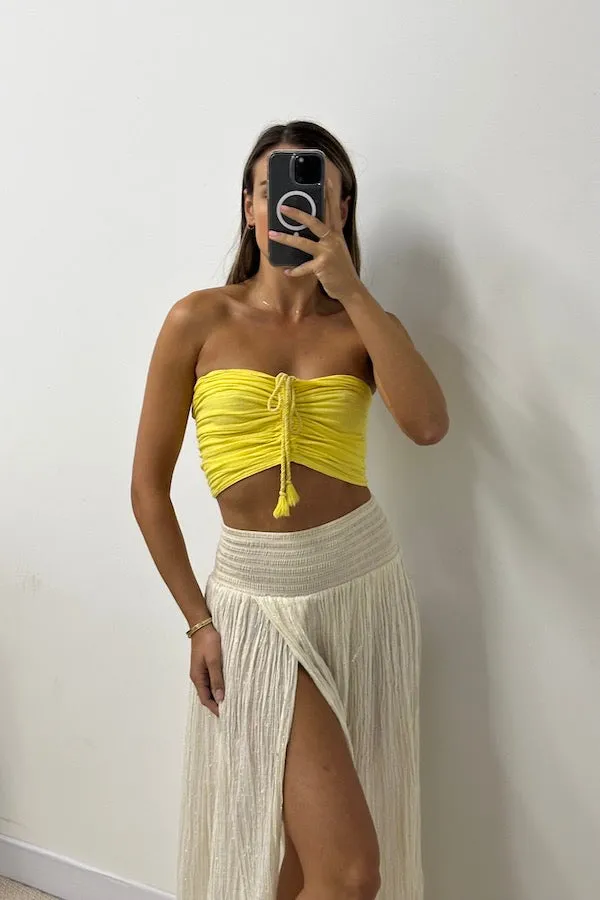 Ruched Tube Top Lemon