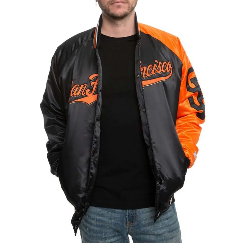 San Francisco Giants Black/Orange Varsity Satin Jacket