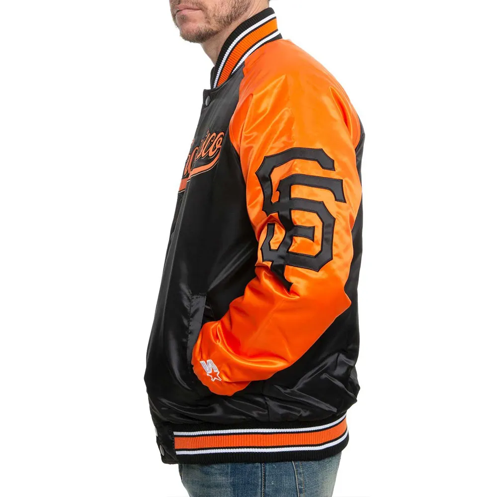 San Francisco Giants Black/Orange Varsity Satin Jacket