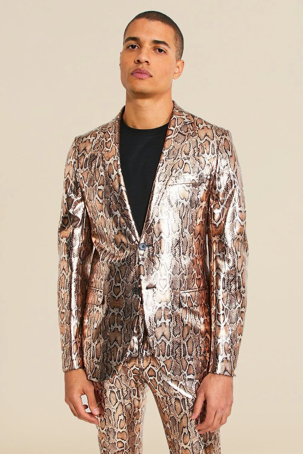 Slim Snake Print Single Breasted Jacket