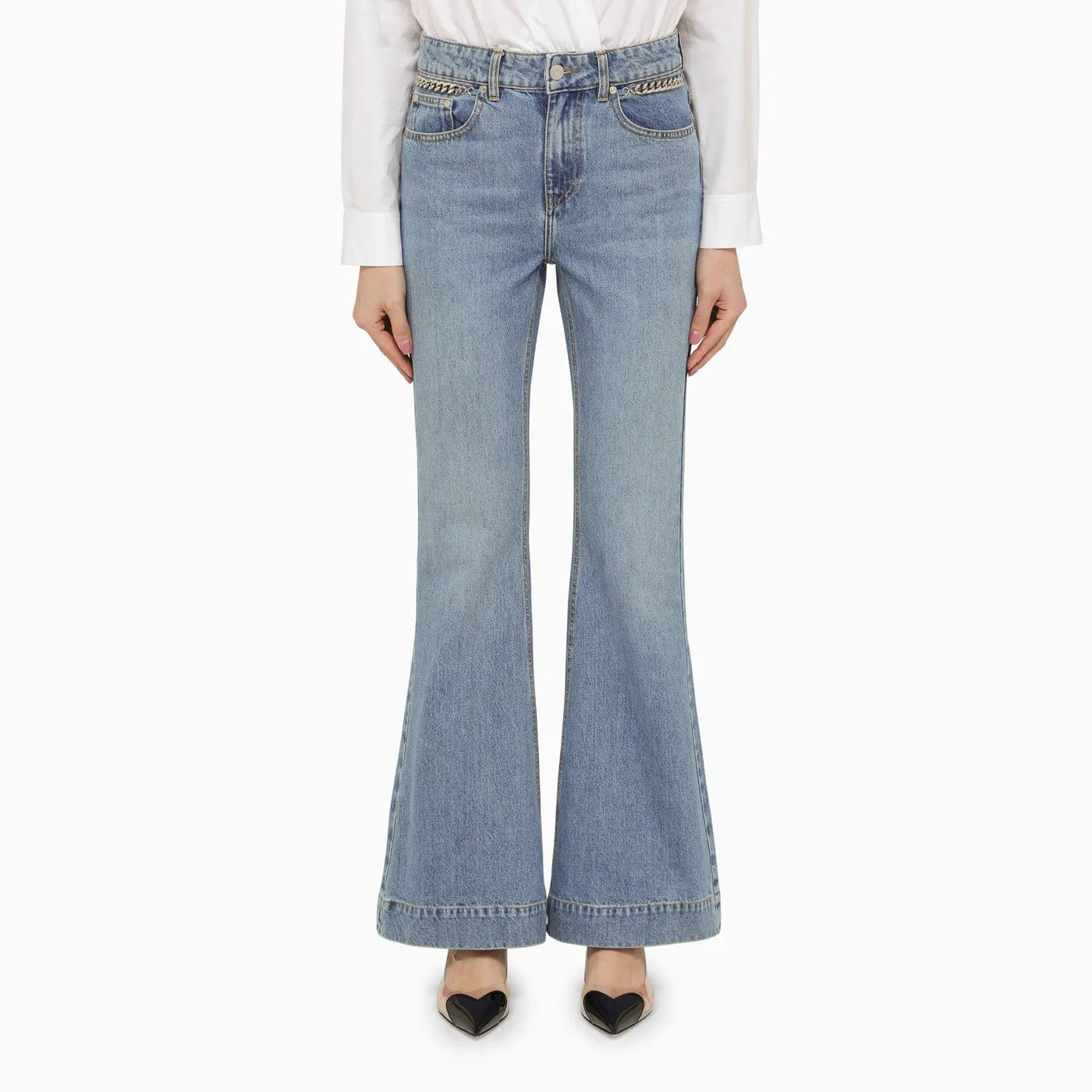 Stella McCartney    Stella Mc Cartney Falabella Mid Vintage Blue Wide Leg Jeans