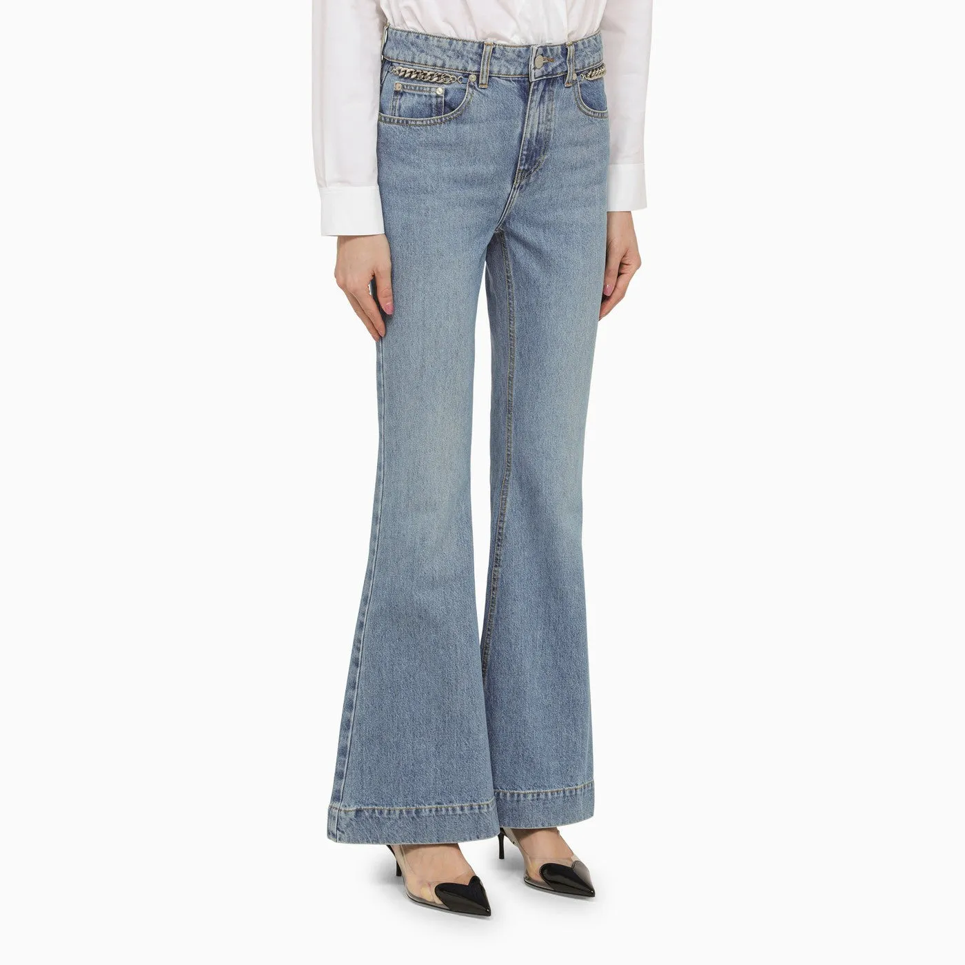 Stella McCartney    Stella Mc Cartney Falabella Mid Vintage Blue Wide Leg Jeans