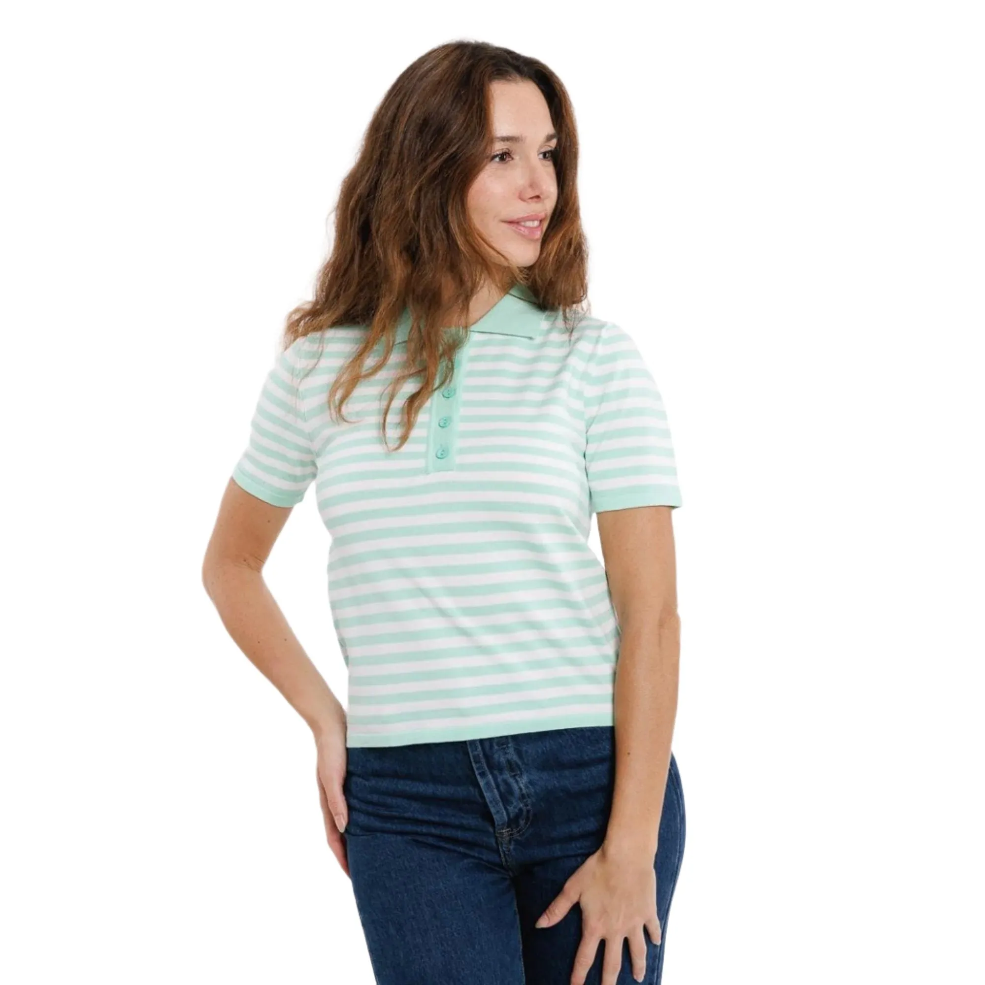 Sweewe Striped Polo in Navy or Mint