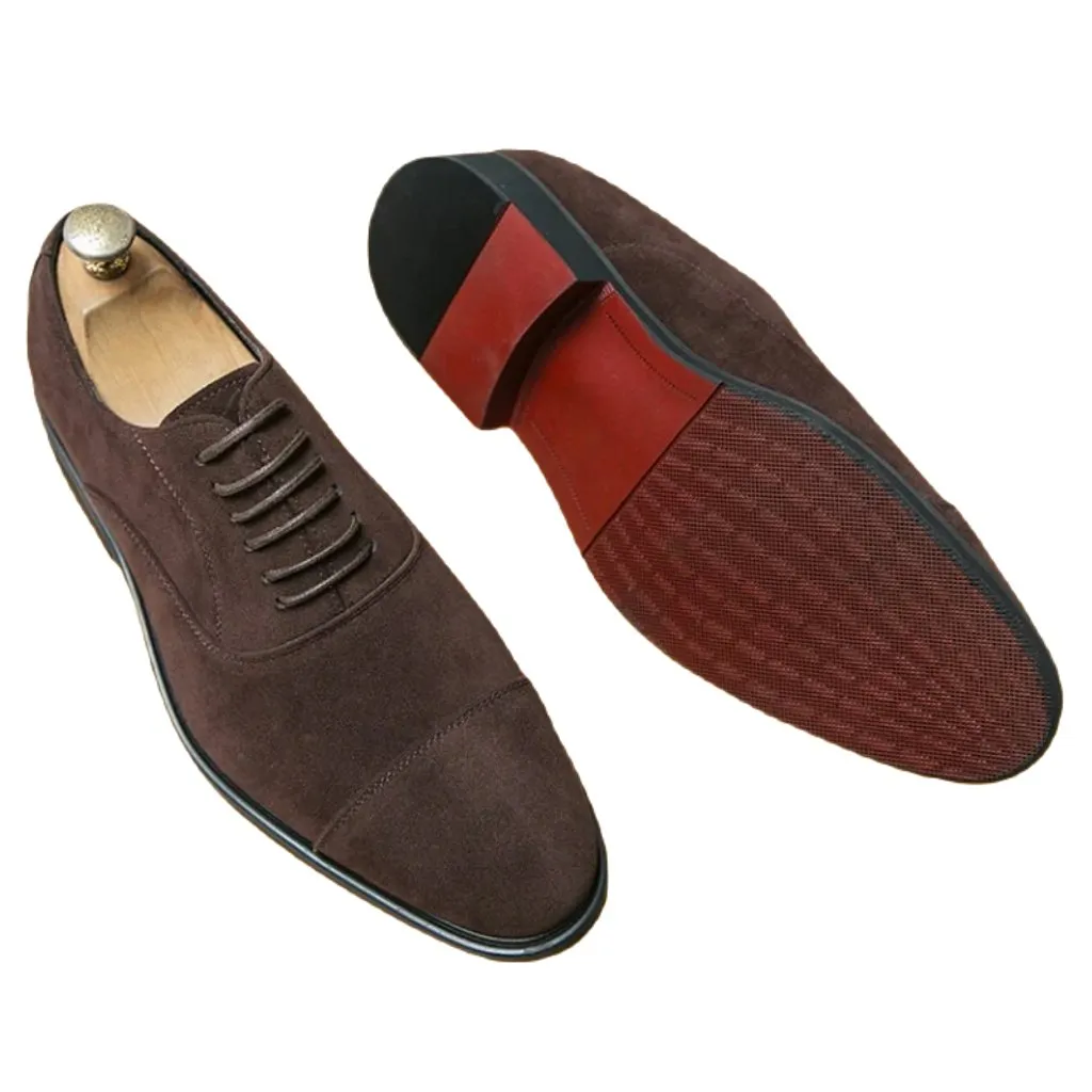 The Brogue - Red bottom Suede leather oxfords