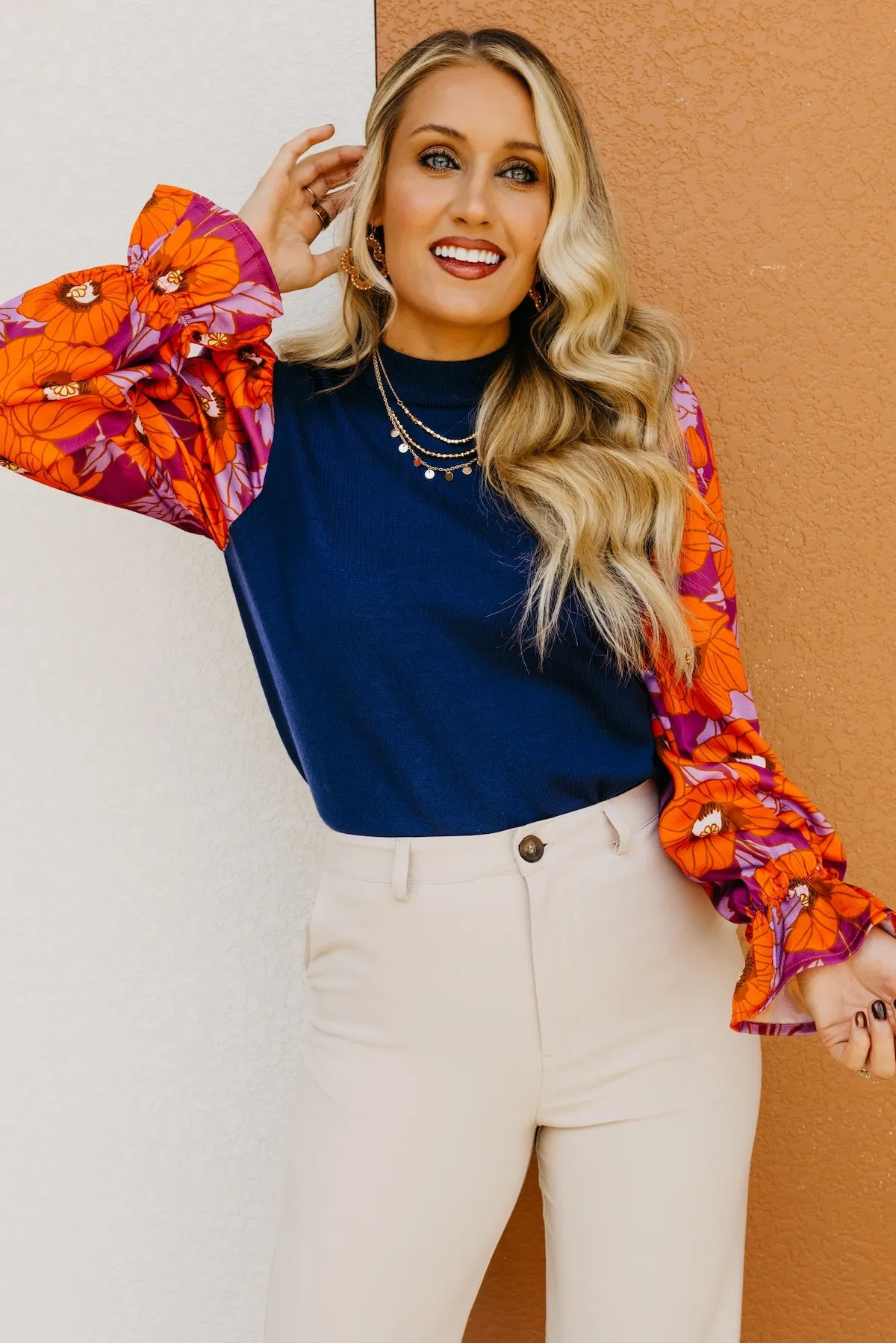 The Lisa Floral Sleeve Sweater Top