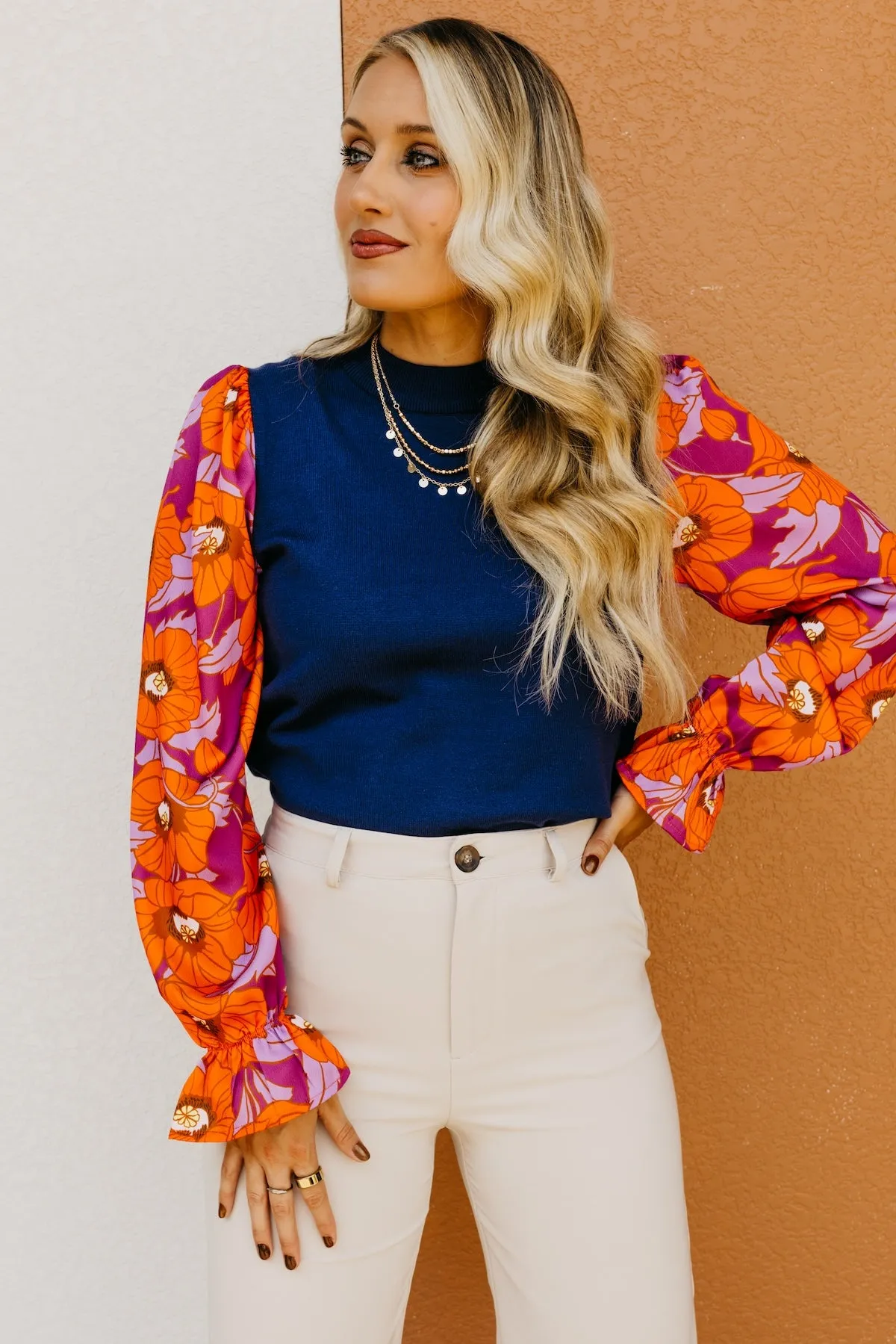 The Lisa Floral Sleeve Sweater Top