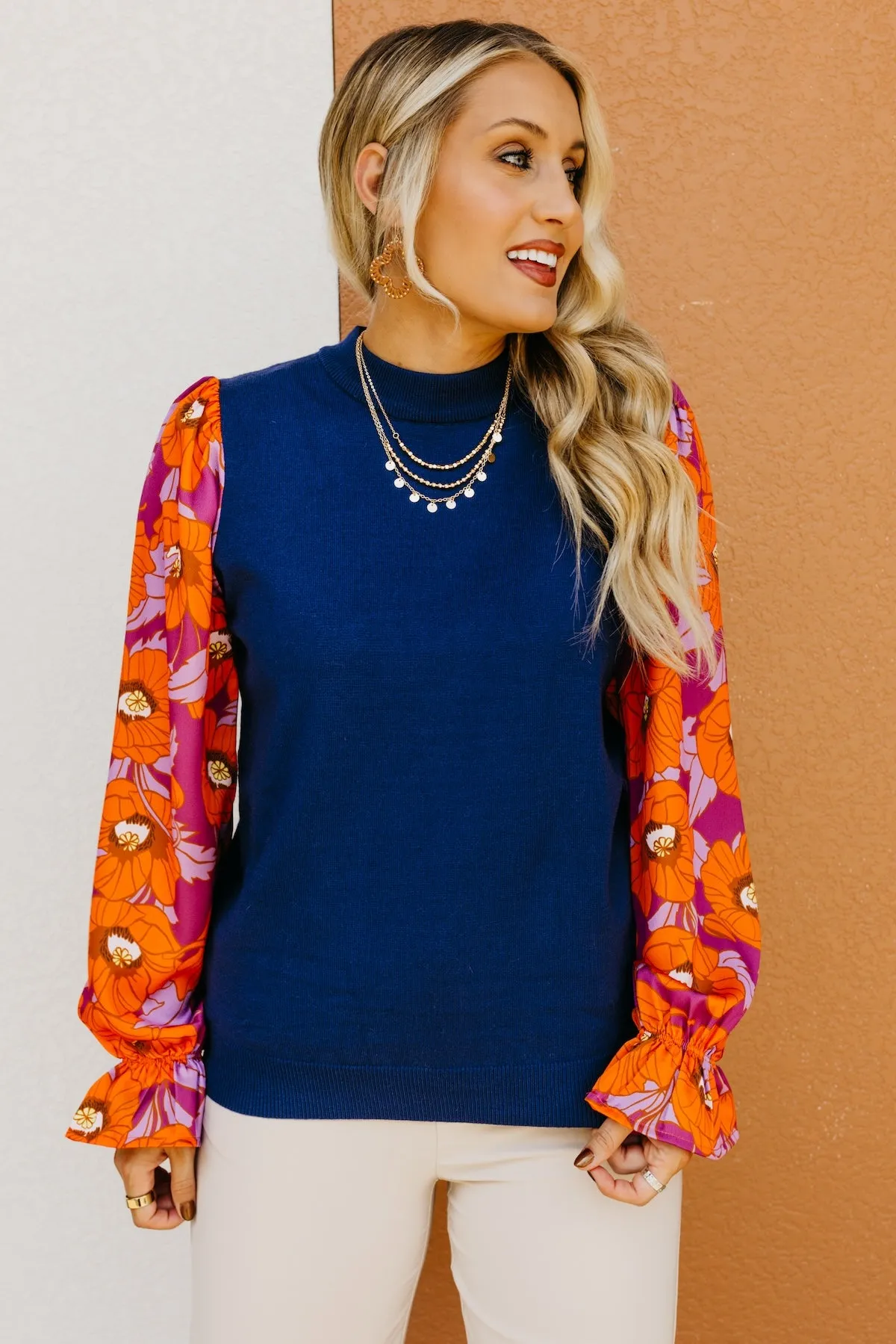 The Lisa Floral Sleeve Sweater Top