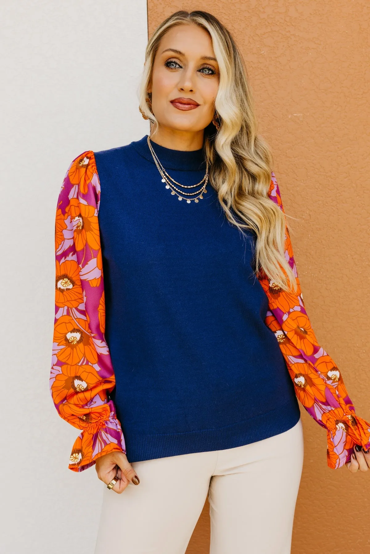 The Lisa Floral Sleeve Sweater Top