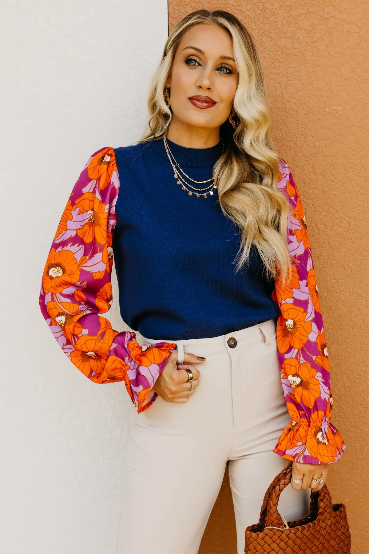 The Lisa Floral Sleeve Sweater Top