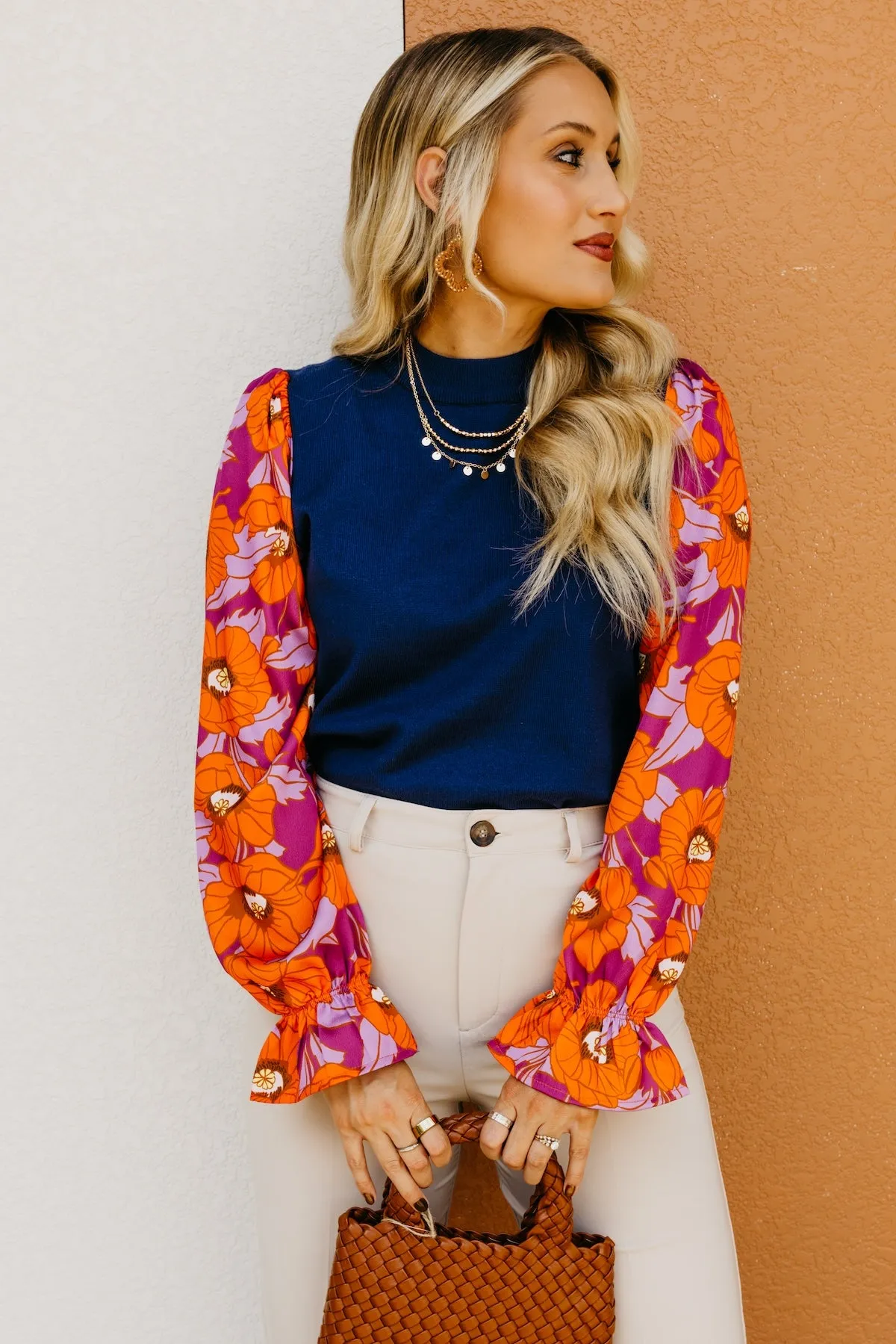 The Lisa Floral Sleeve Sweater Top