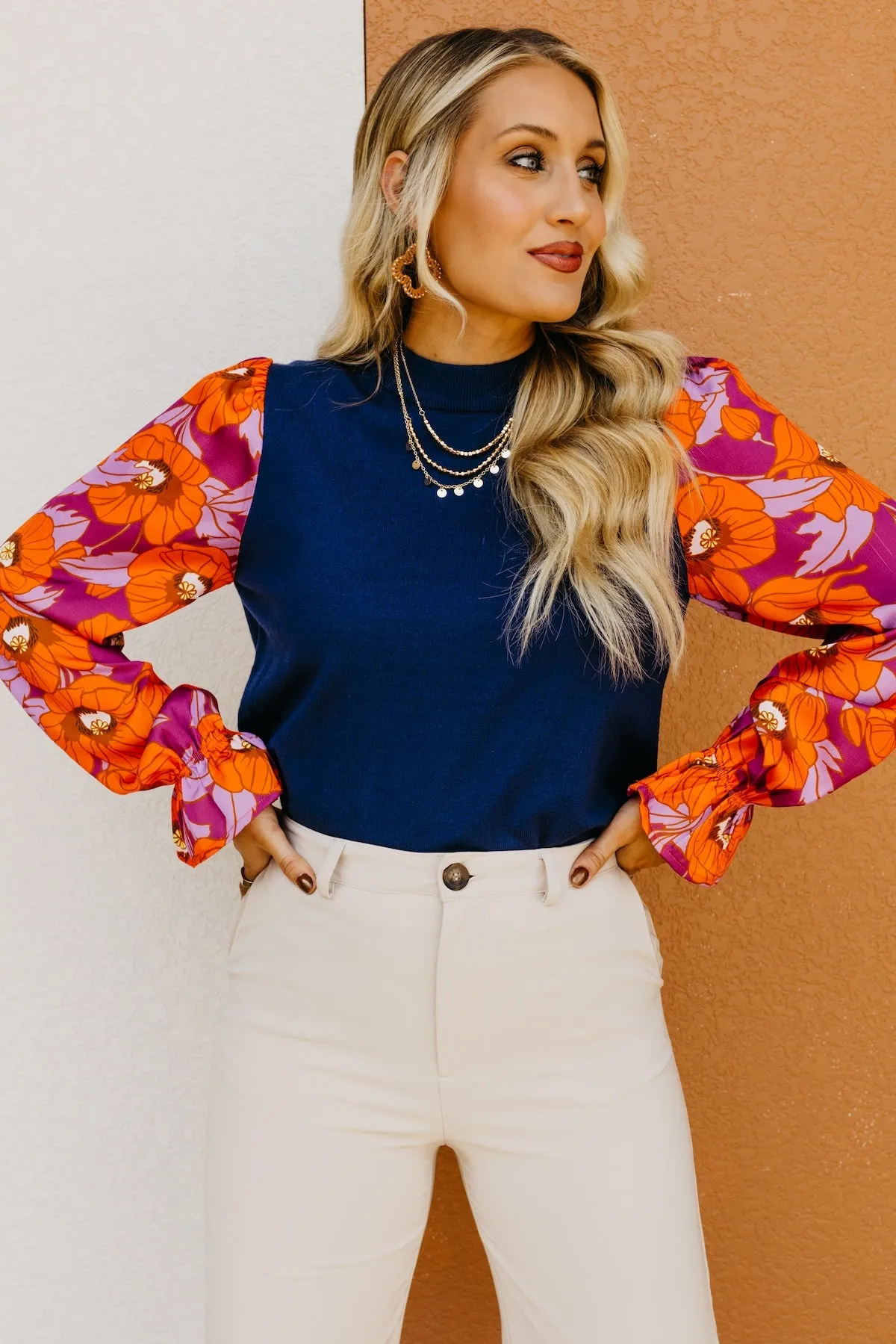 The Lisa Floral Sleeve Sweater Top