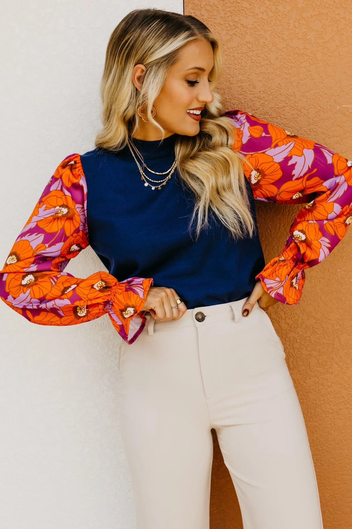 The Lisa Floral Sleeve Sweater Top