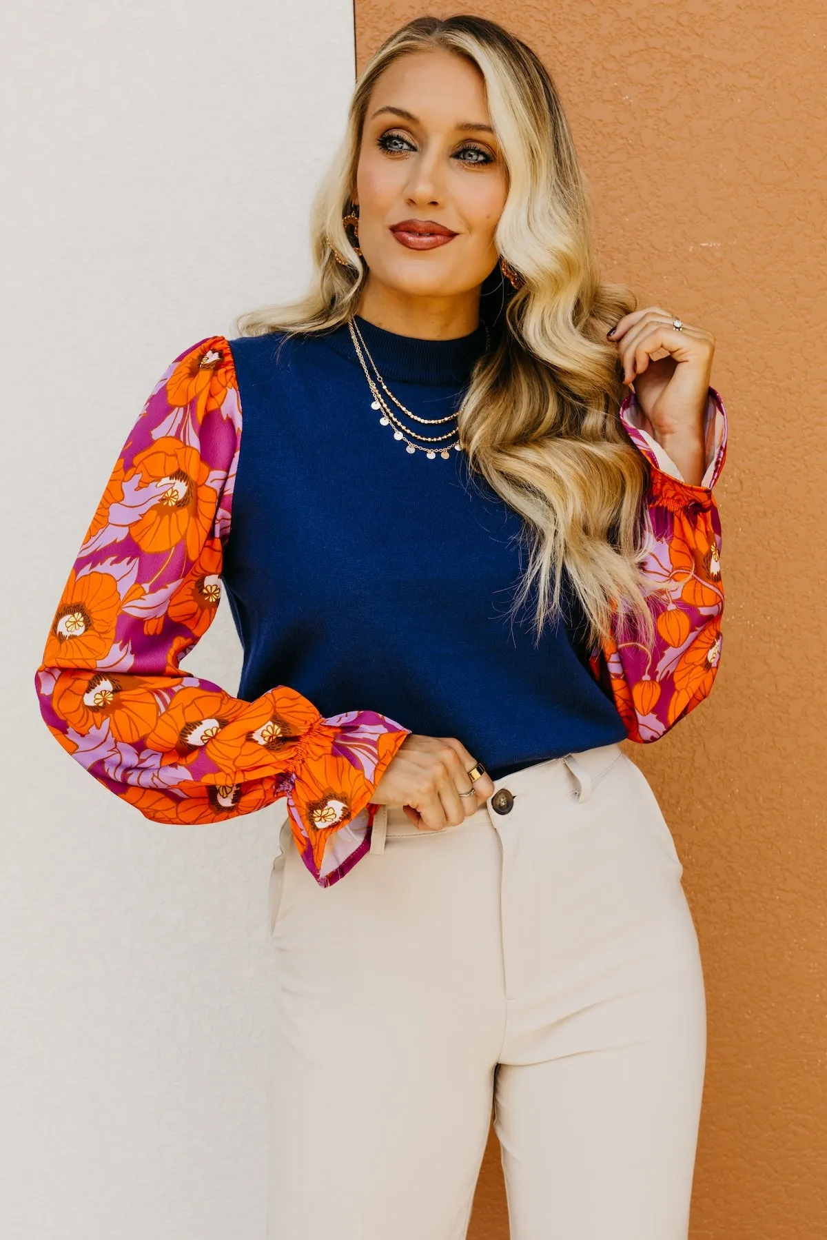 The Lisa Floral Sleeve Sweater Top