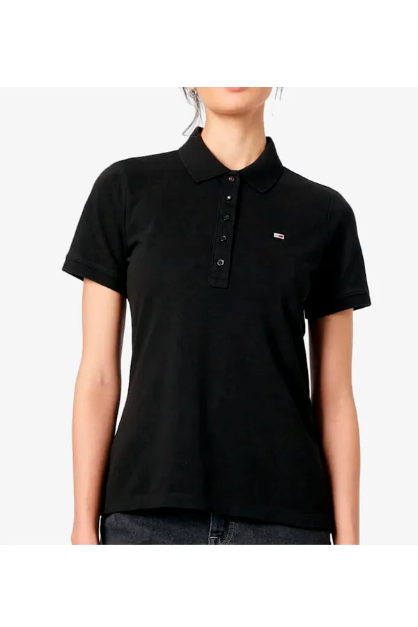 Tommy Hilfiger Women Pique Polo Slim Fit Black