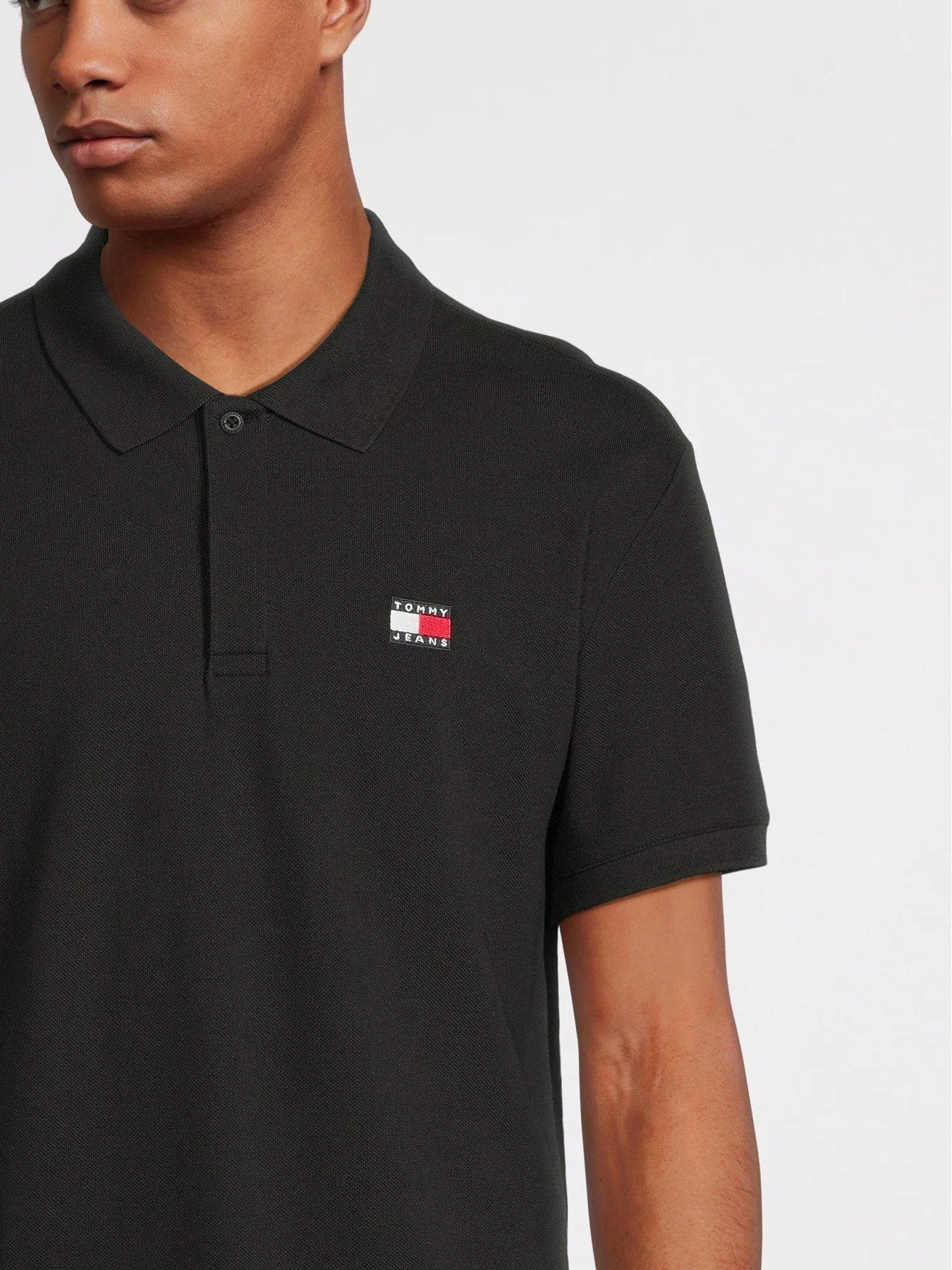 Tommy Jeans Regular Fit Badge Polo Shirt - Black