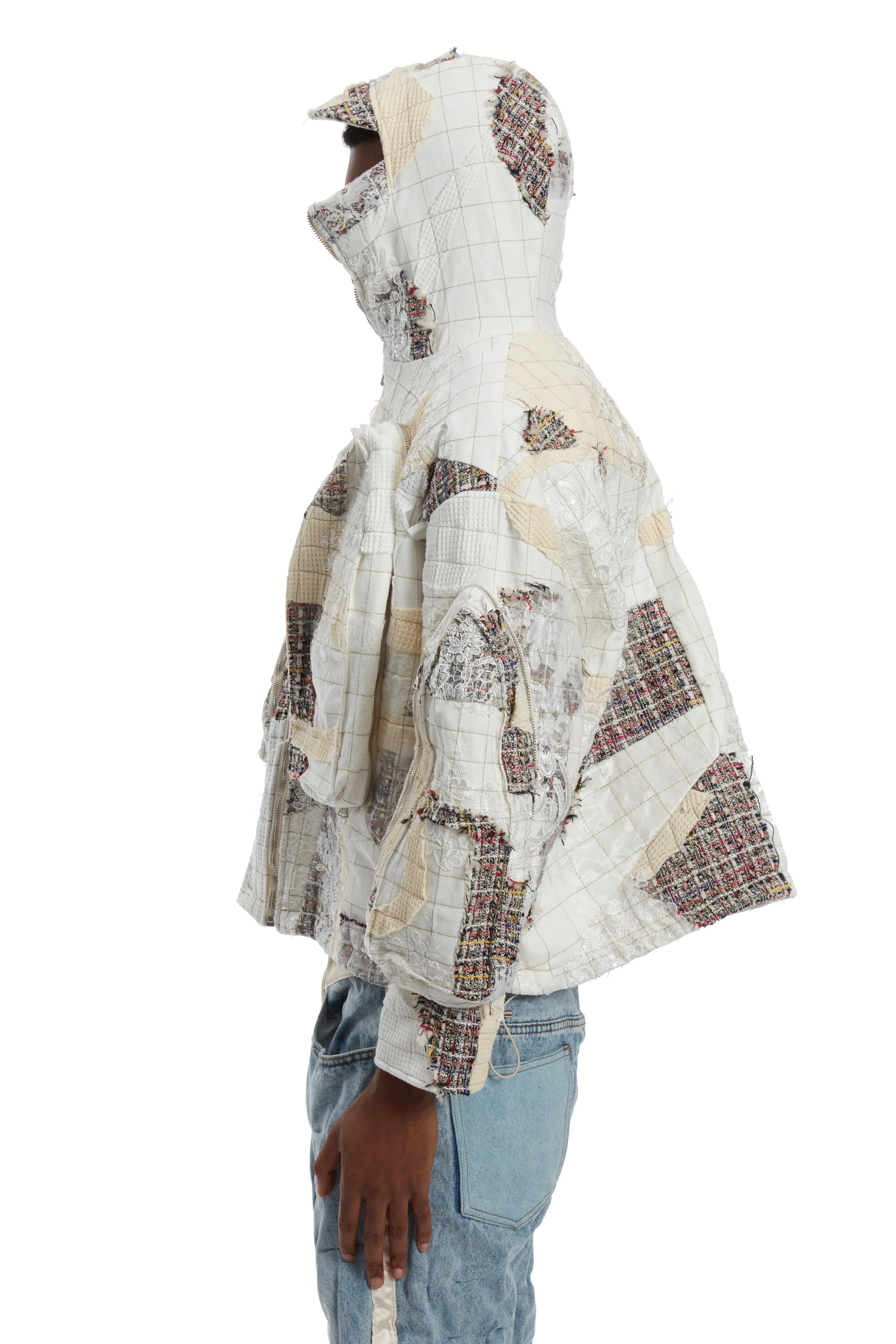 TWEED PATCHWORK WINDOW COAT