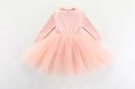 Valentina Long Sleeve Tutu Dress - PEACH PINK: 0-6M, 6-12M, 1-2Y, 2-3Y, 3-4Y, 4-5Y, 5-6Y, 6-8Y