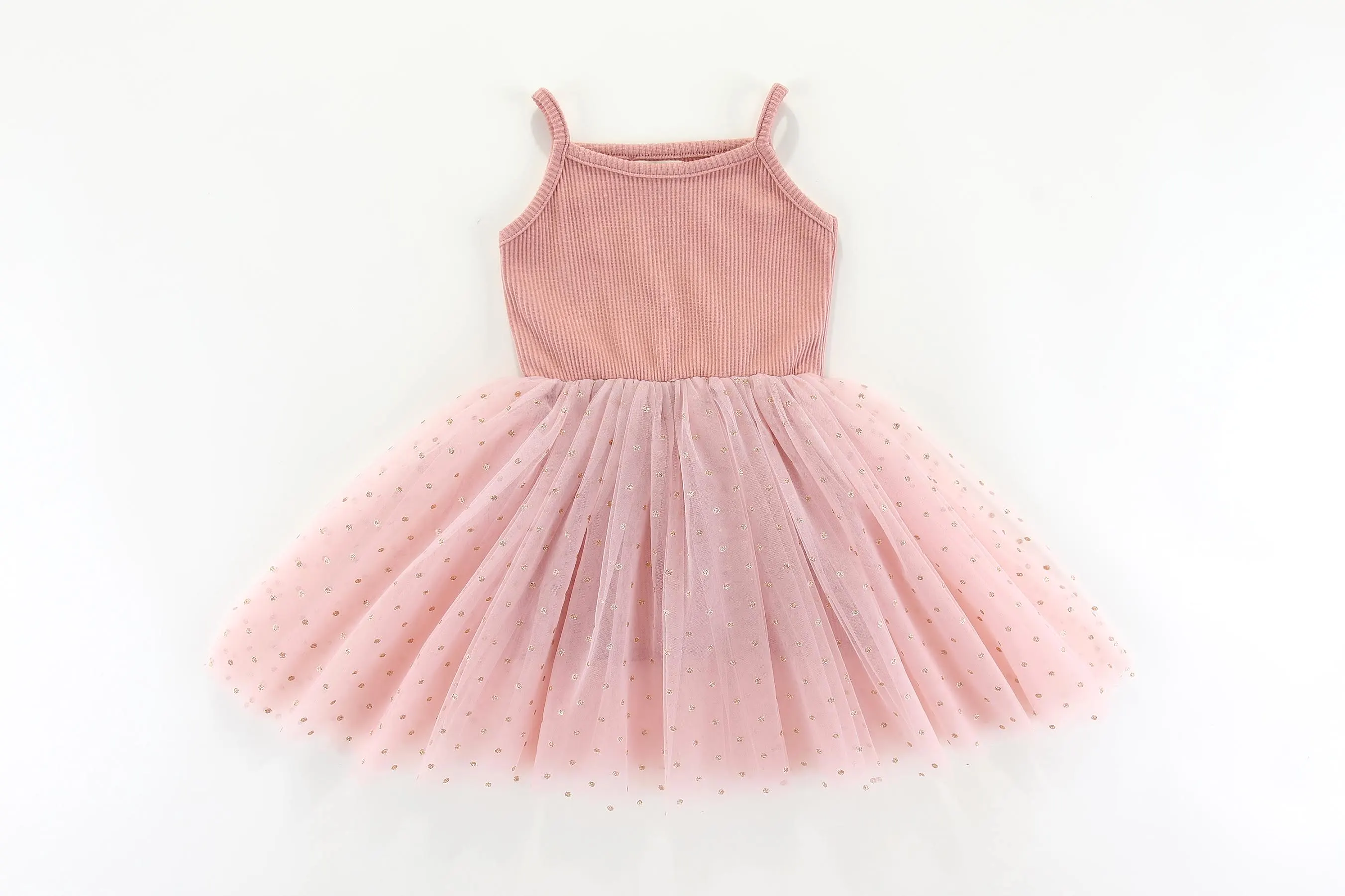 Valentina Tutu Dress: LIGHT PINK GOLDEN DOTS: 0-6M, 1-2Y, 2-3Y, 4-5Y, 5-6Y, 6-8Y