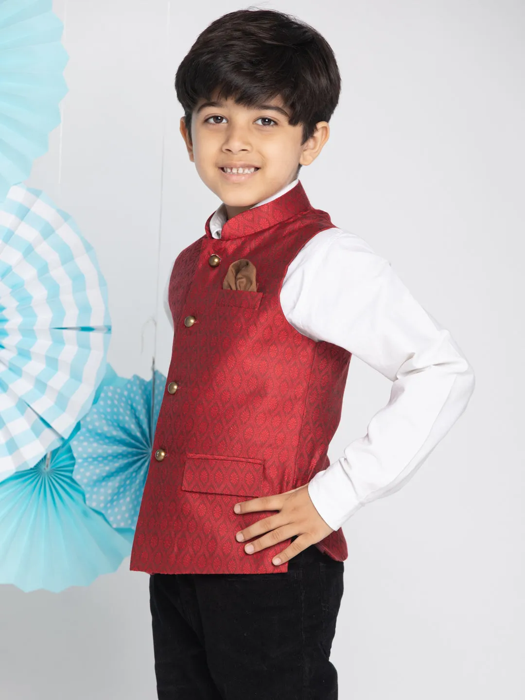 Vastramay Boys Maroon Nehru Jacket