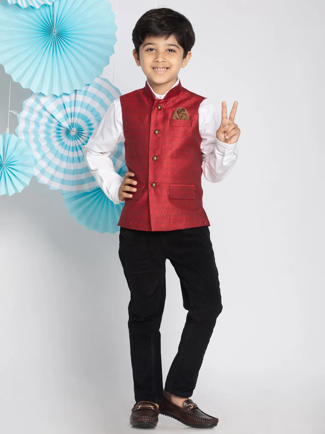 Vastramay Boys Maroon Nehru Jacket