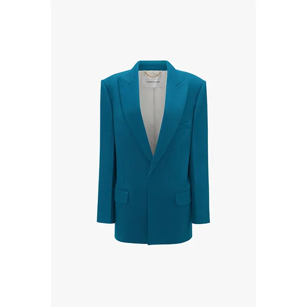 Victoria Beckham Peak Lapel Jacket Petroleum