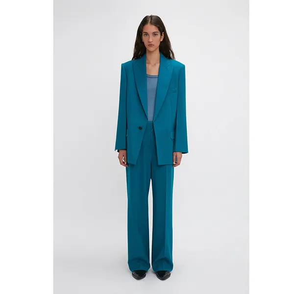 Victoria Beckham Peak Lapel Jacket Petroleum