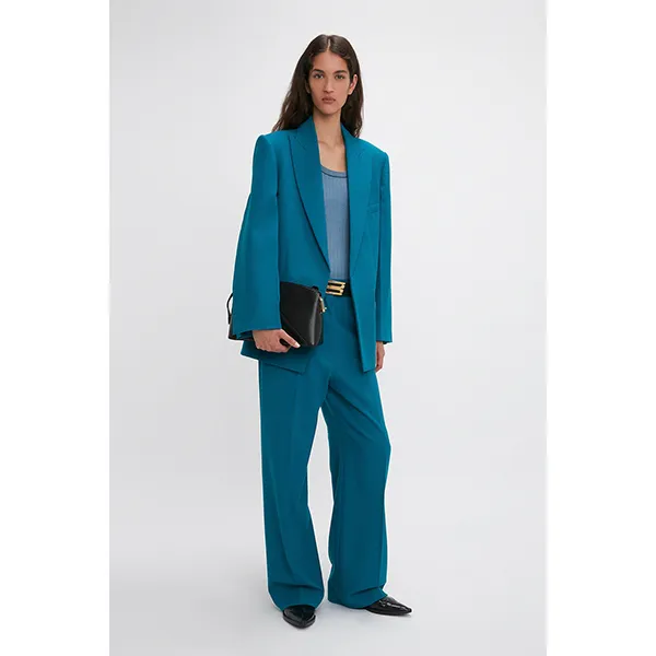 Victoria Beckham Peak Lapel Jacket Petroleum