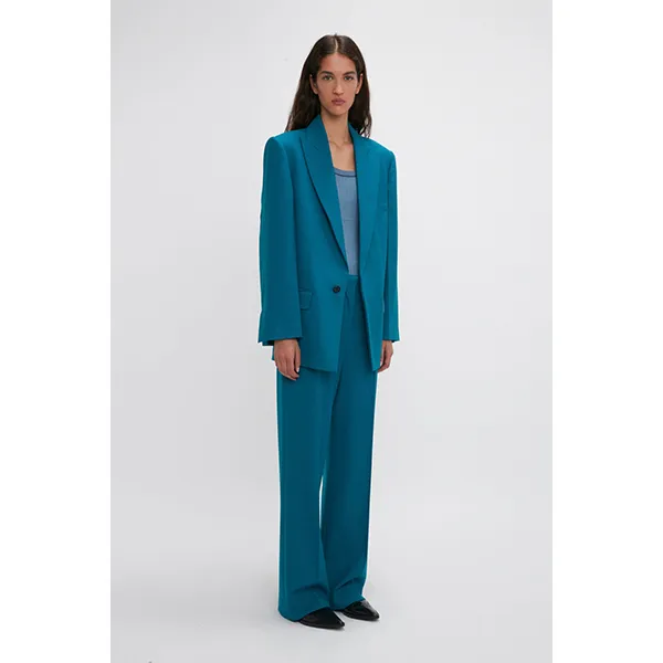 Victoria Beckham Peak Lapel Jacket Petroleum