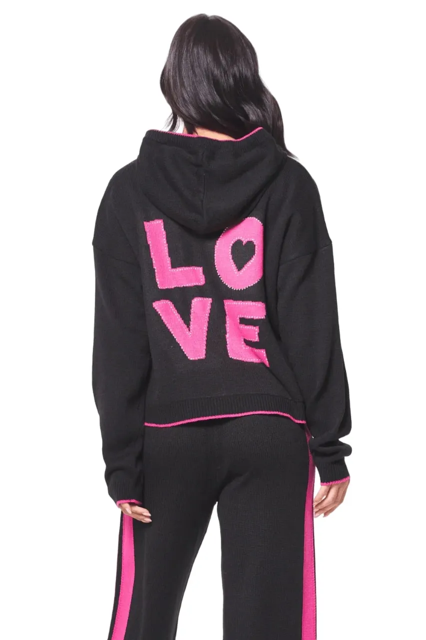 Vintage Havana Women's Love Jacquard Sweater Hoodie