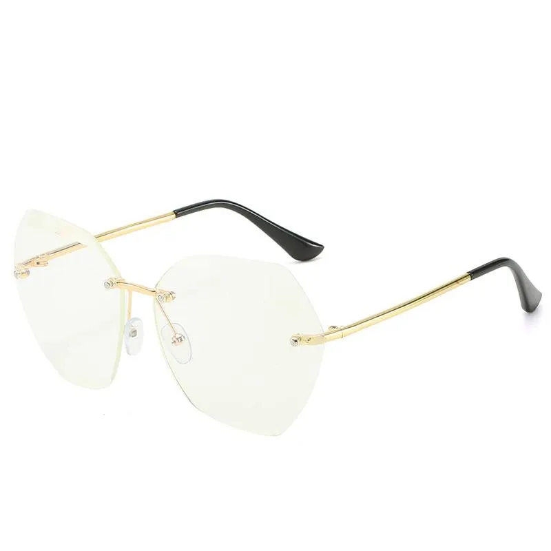 Vintage Rimless Sunglasses Women Men Retro Cutting Lens Sun Glasses