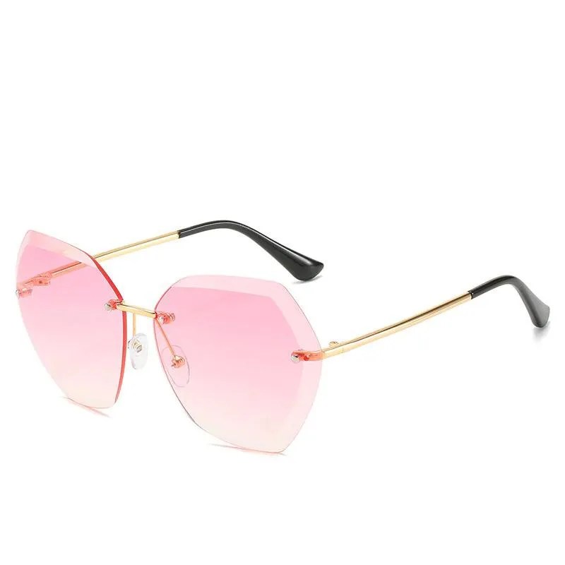 Vintage Rimless Sunglasses Women Men Retro Cutting Lens Sun Glasses