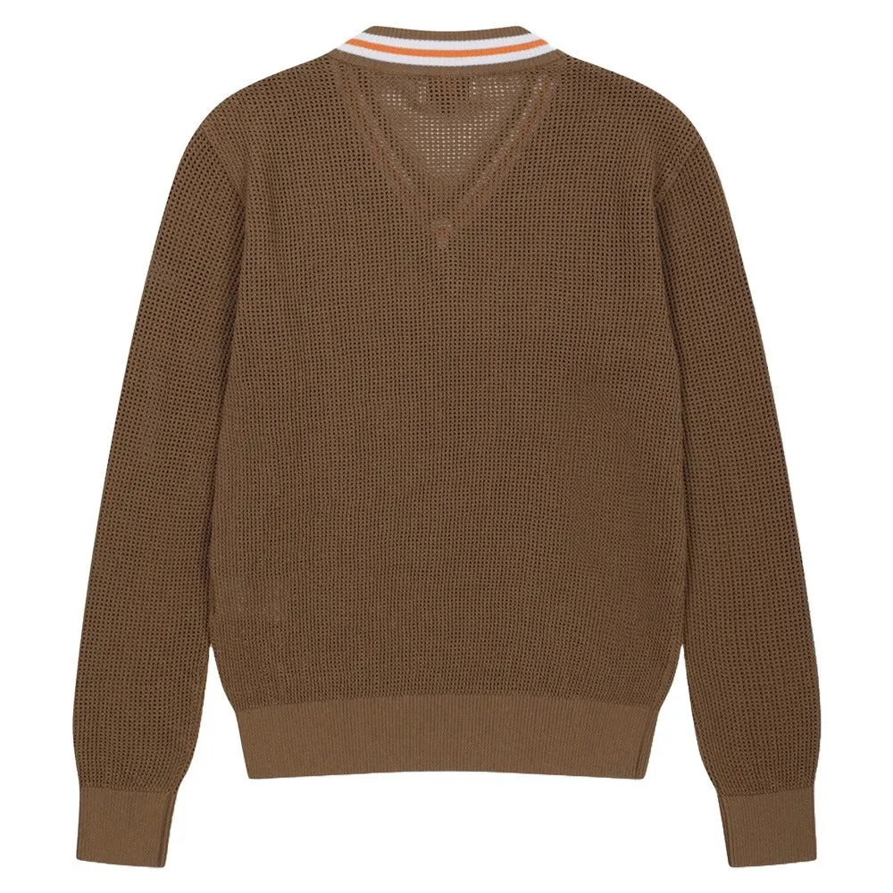 WAAC Mesh V-Neck Golf Sweater Light Brown - FW24 Women