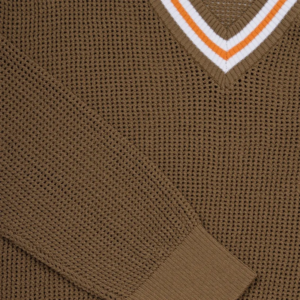 WAAC Mesh V-Neck Golf Sweater Light Brown - FW24 Women