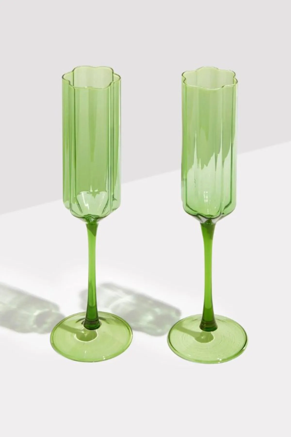 Wave Flute Set of 2 Glasses - Clear/Pink/Green