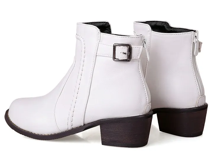 White Leather Punk Rock Ankle Cosplay Chelsea Boots Shoes