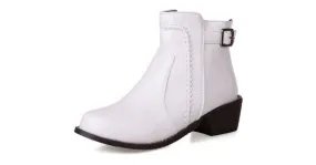 White Leather Punk Rock Ankle Cosplay Chelsea Boots Shoes