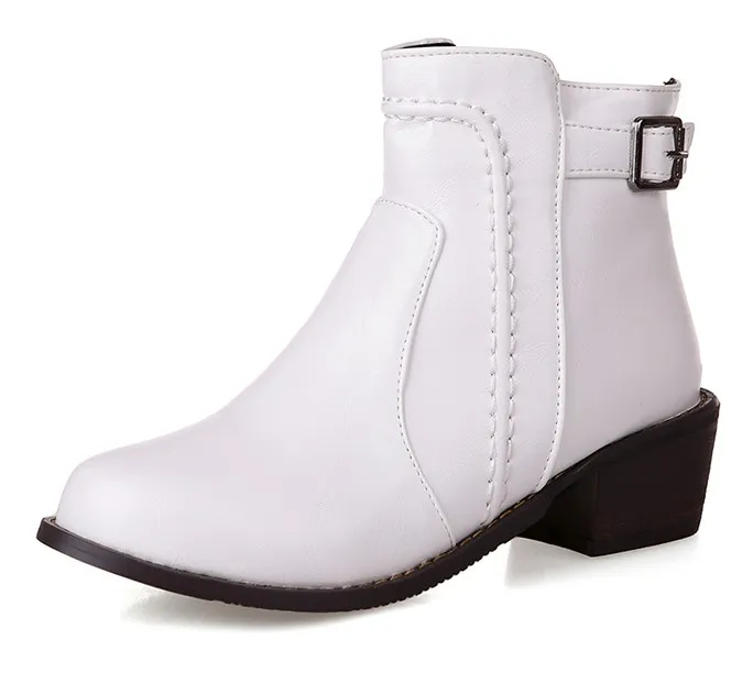 White Leather Punk Rock Ankle Cosplay Chelsea Boots Shoes