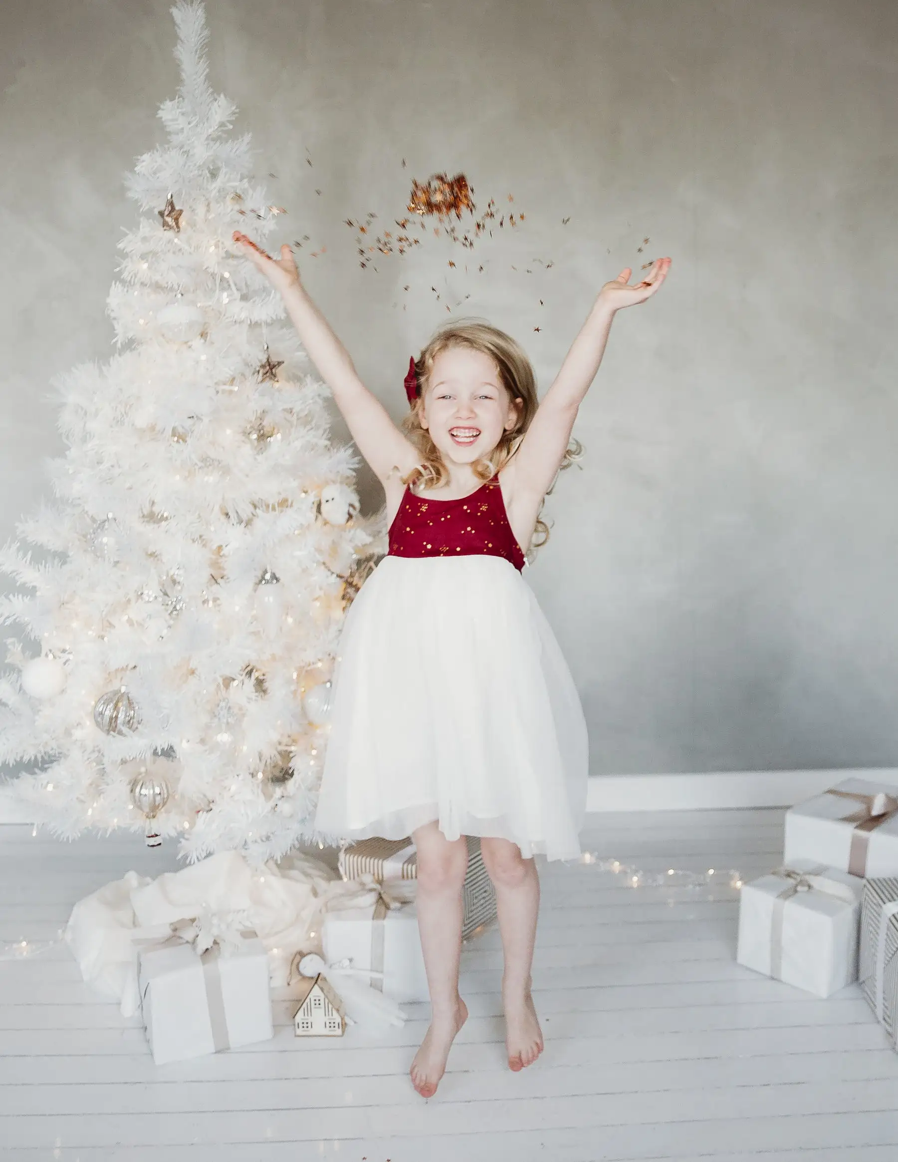 Willa Linen Tutu Dress - Golden Stars