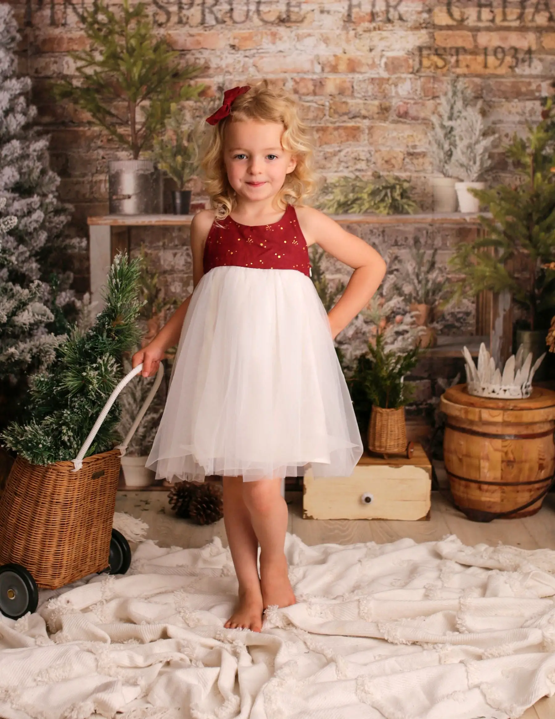 Willa Linen Tutu Dress - Golden Stars