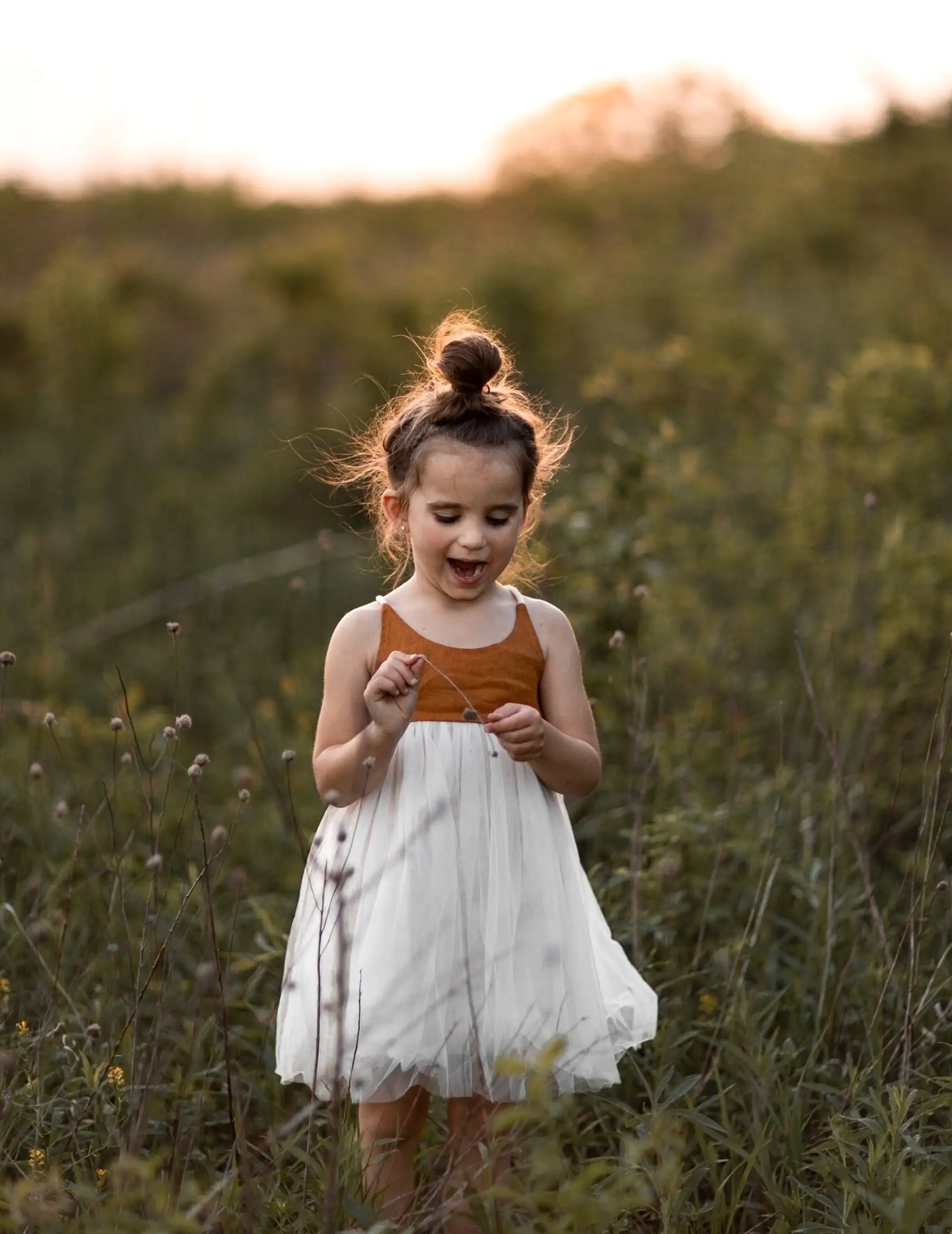 Willa Linen Tutu Dress - Nutmeg