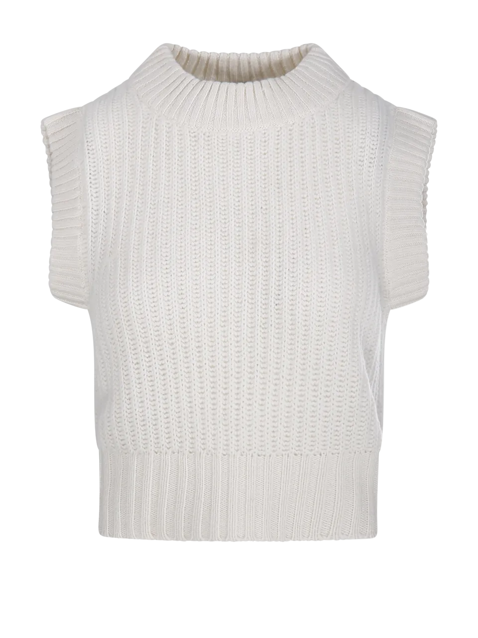 WOMAN BE YOU WHITE CASHMERE LADY34 VEST SWEATER