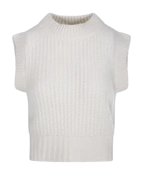 WOMAN BE YOU WHITE CASHMERE LADY34 VEST SWEATER