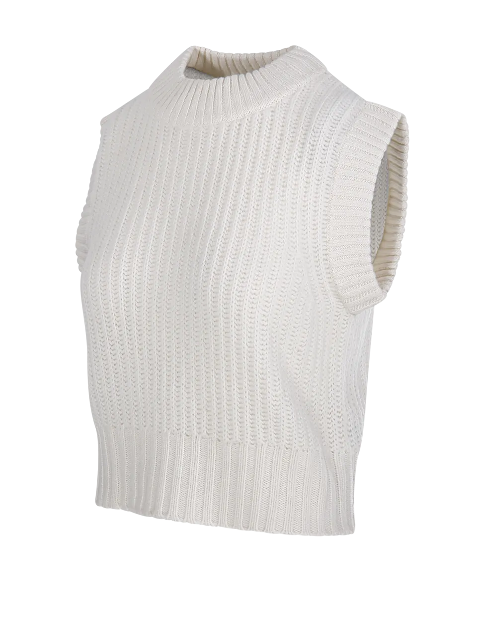 WOMAN BE YOU WHITE CASHMERE LADY34 VEST SWEATER