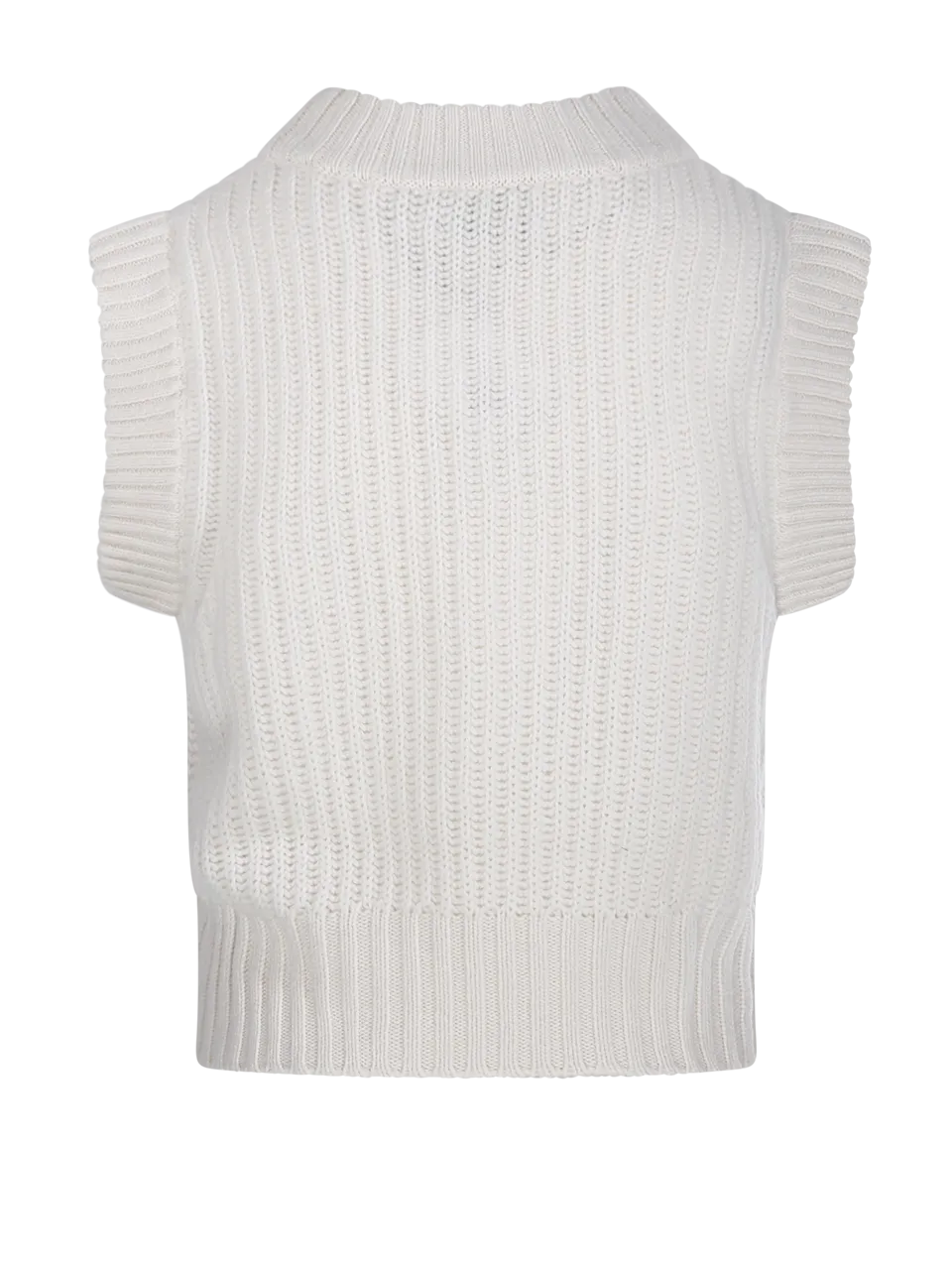 WOMAN BE YOU WHITE CASHMERE LADY34 VEST SWEATER