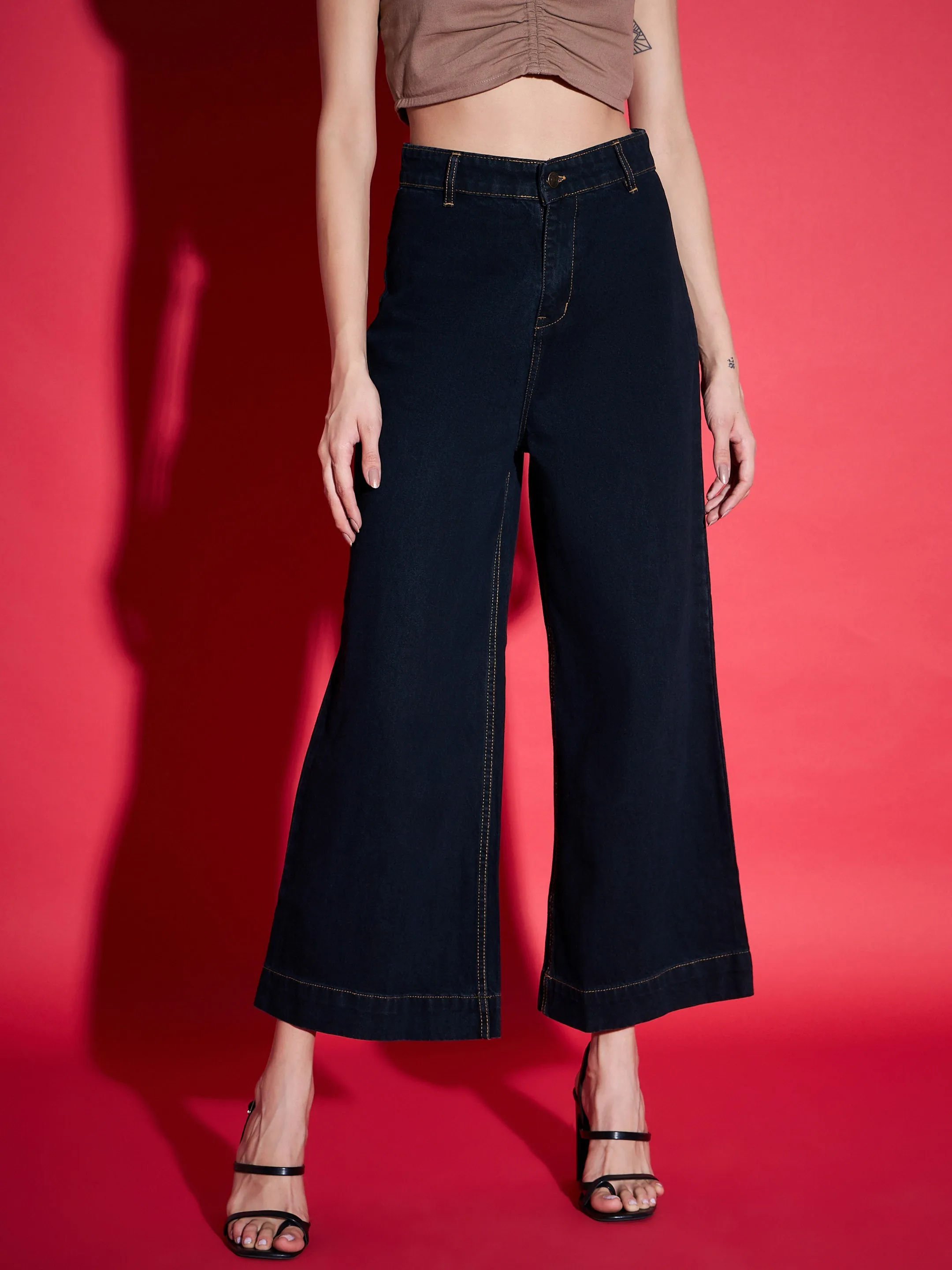 Women Black Wide Leg Jeans