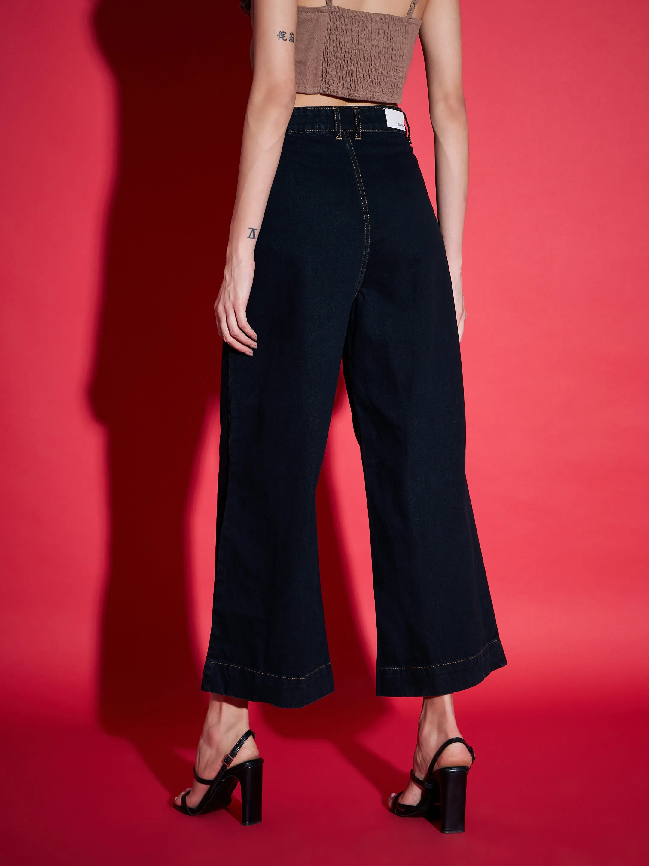 Women Black Wide Leg Jeans