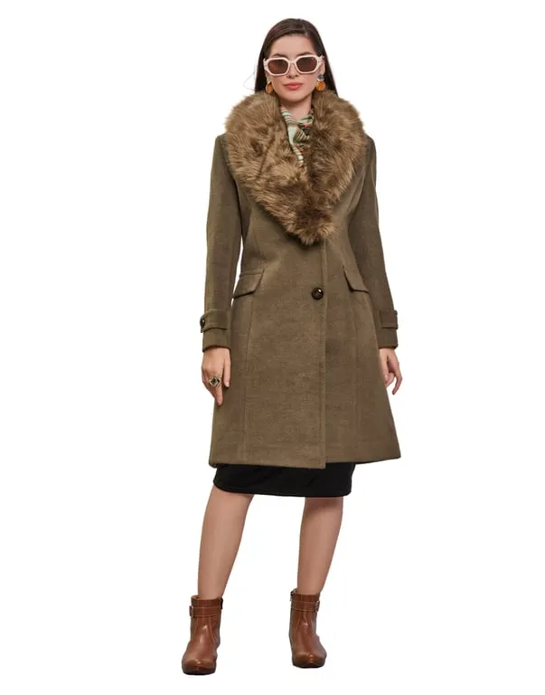 Women Coat Seaweed Color