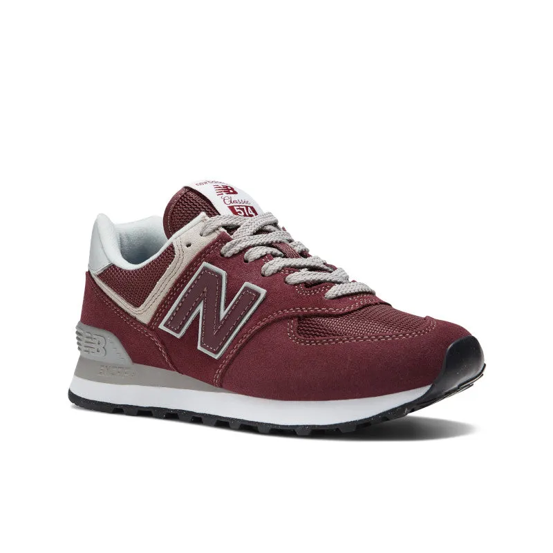  Women's Classic 574 Burgundy with White Lifestyle Sneaker  