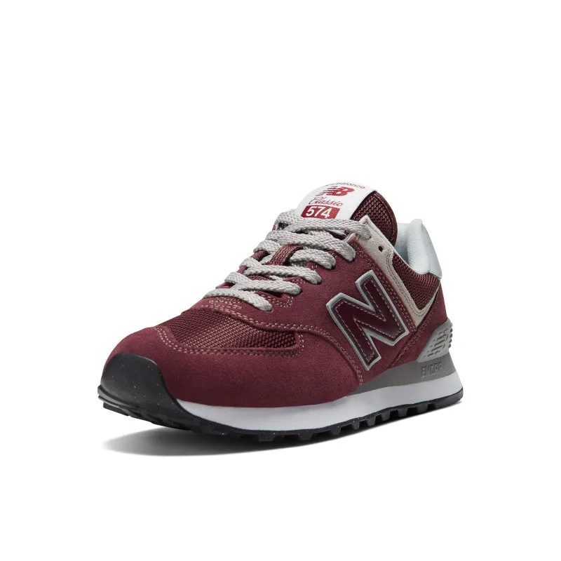  Women's Classic 574 Burgundy with White Lifestyle Sneaker  